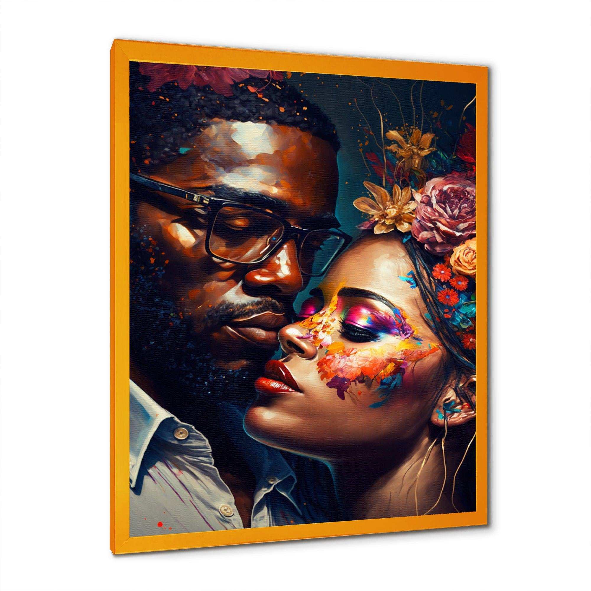 Loving Couple Kissing Floral Design III