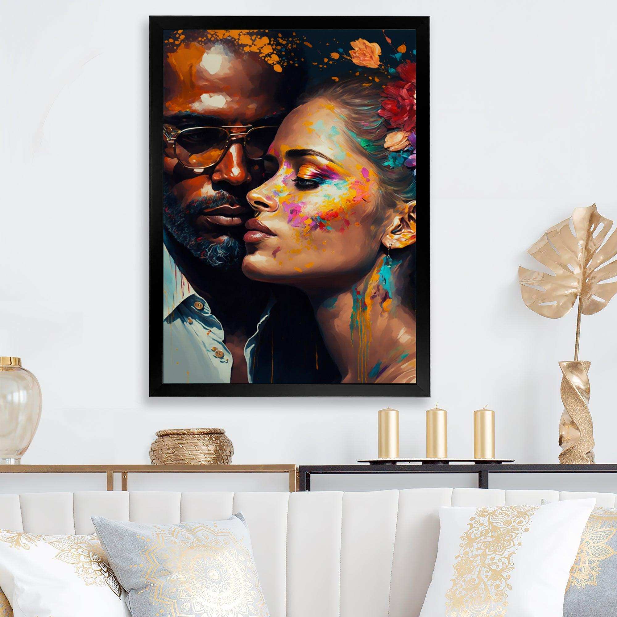 Loving Couple Kissing Floral Design IV