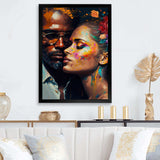 Loving Couple Kissing Floral Design IV