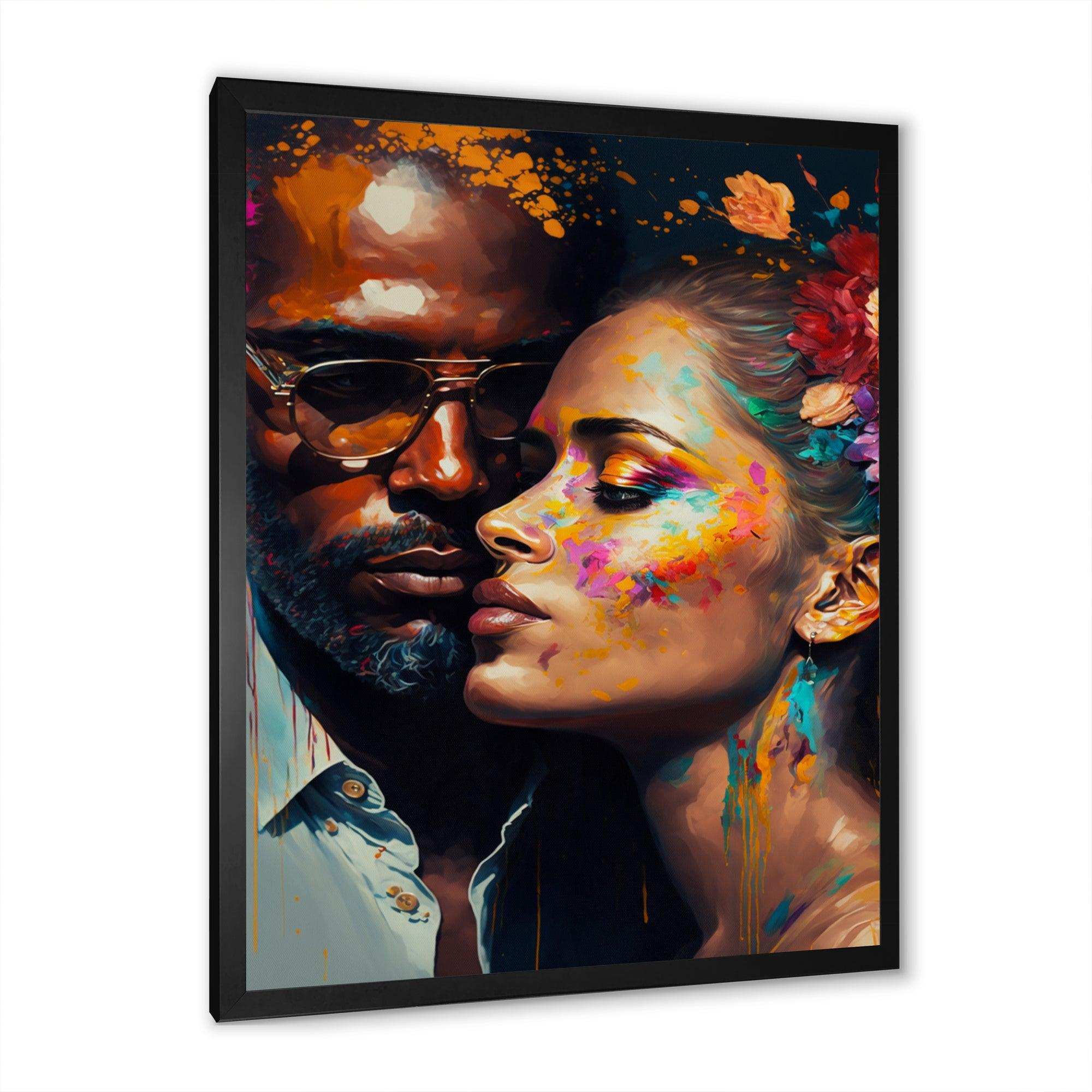 Loving Couple Kissing Floral Design IV