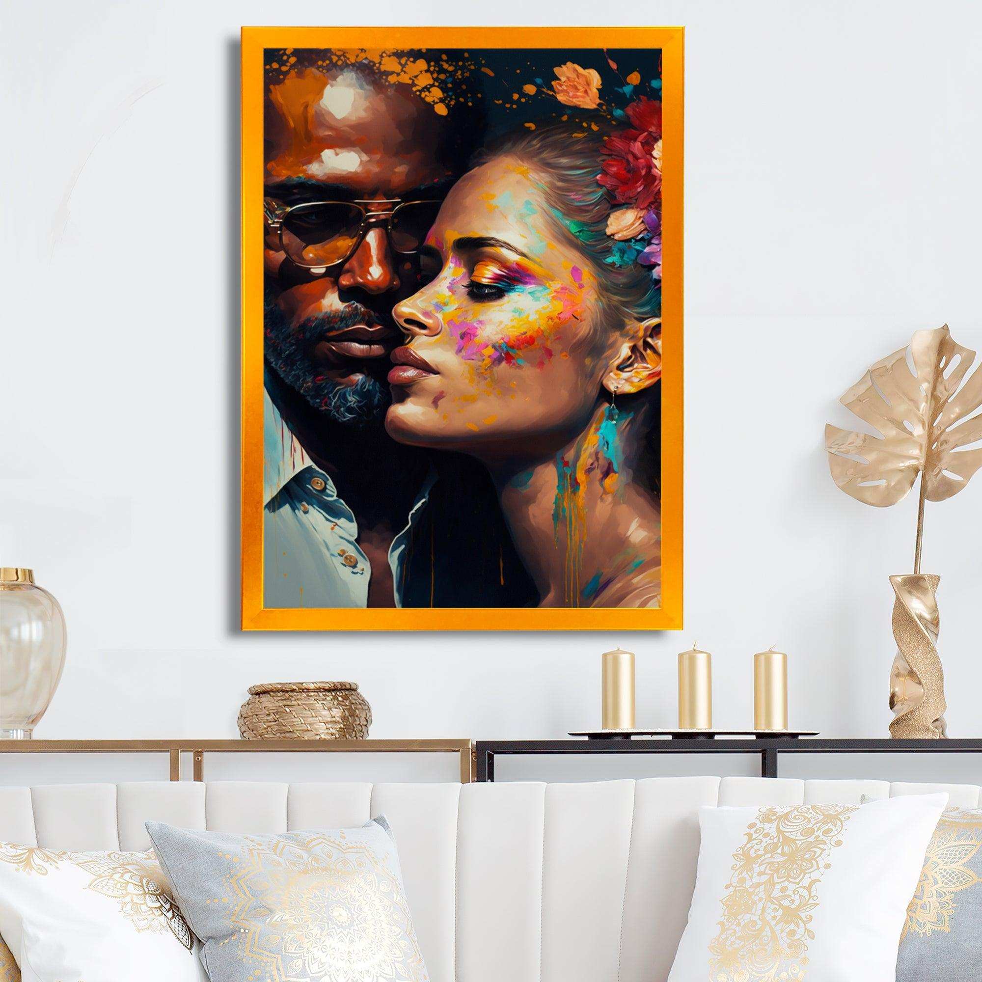 Loving Couple Kissing Floral Design IV