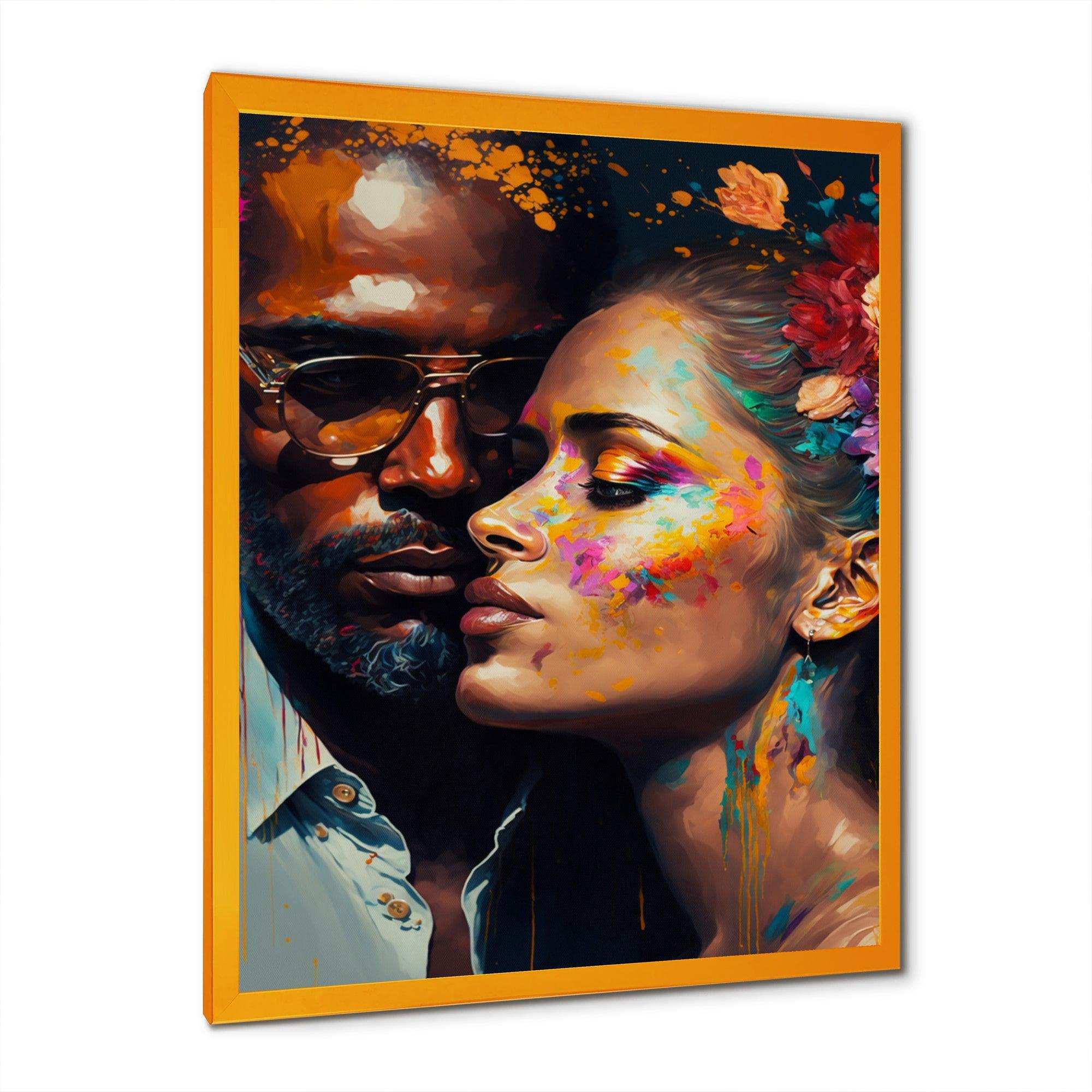 Loving Couple Kissing Floral Design IV