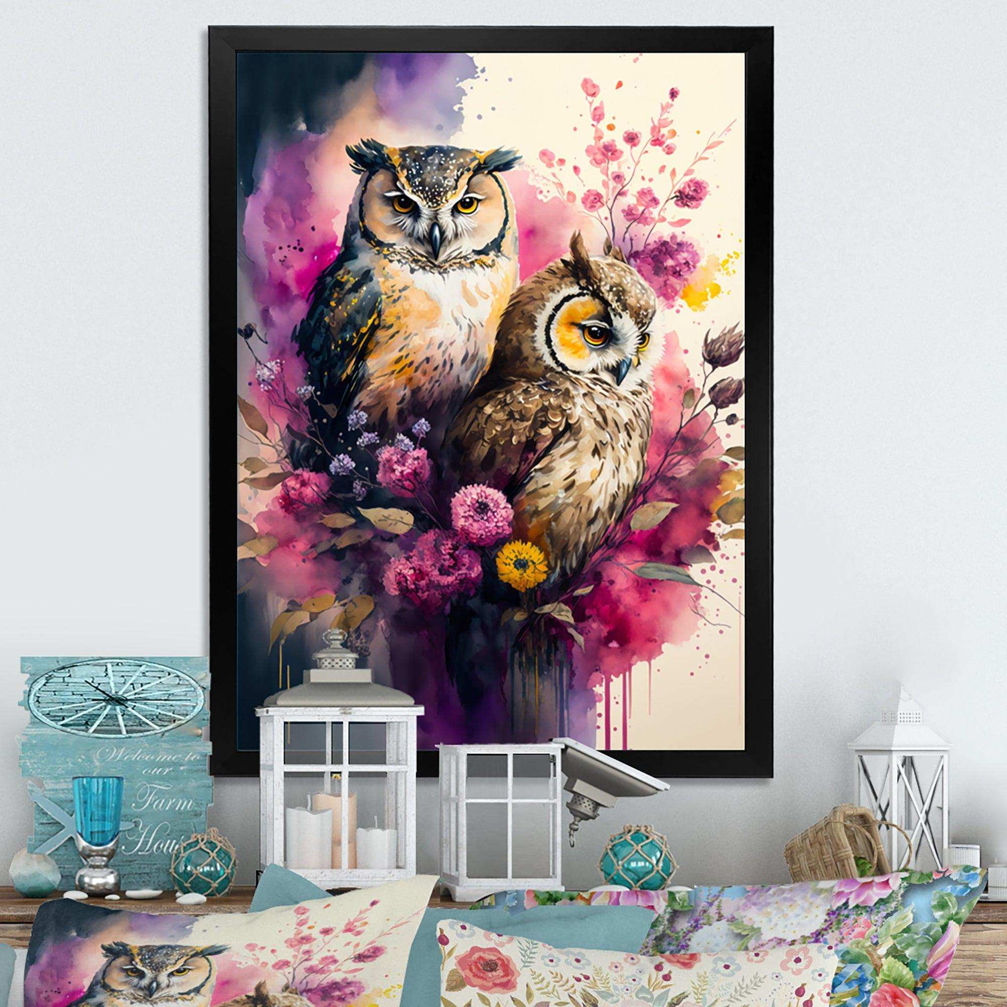 Cute Owls Floral Art I