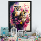 Cute Owls Floral Art I
