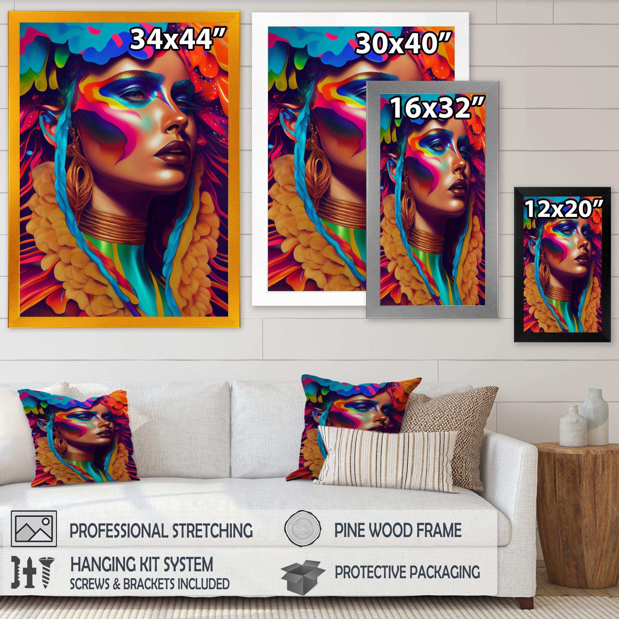 Dynamic Feather Woman Portrait III