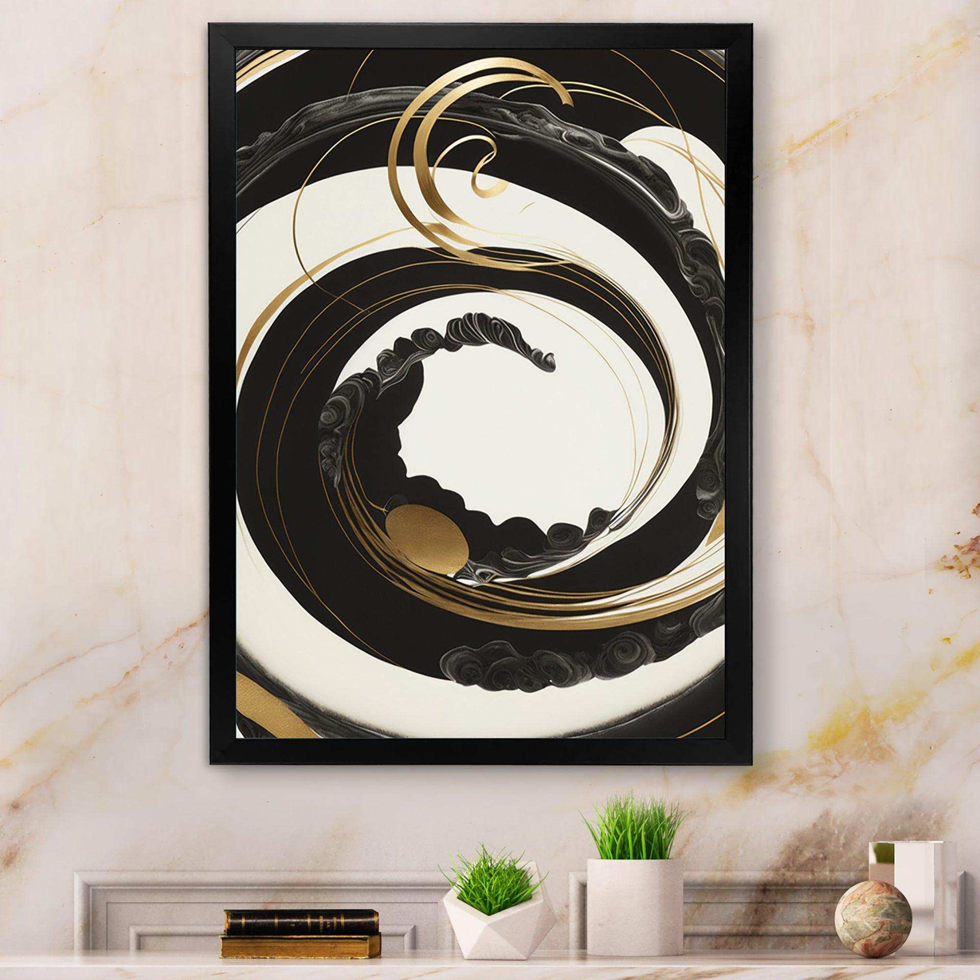 Black, Silver And Gold Blending Swirls VI - Modern Bedroom Wall Art
