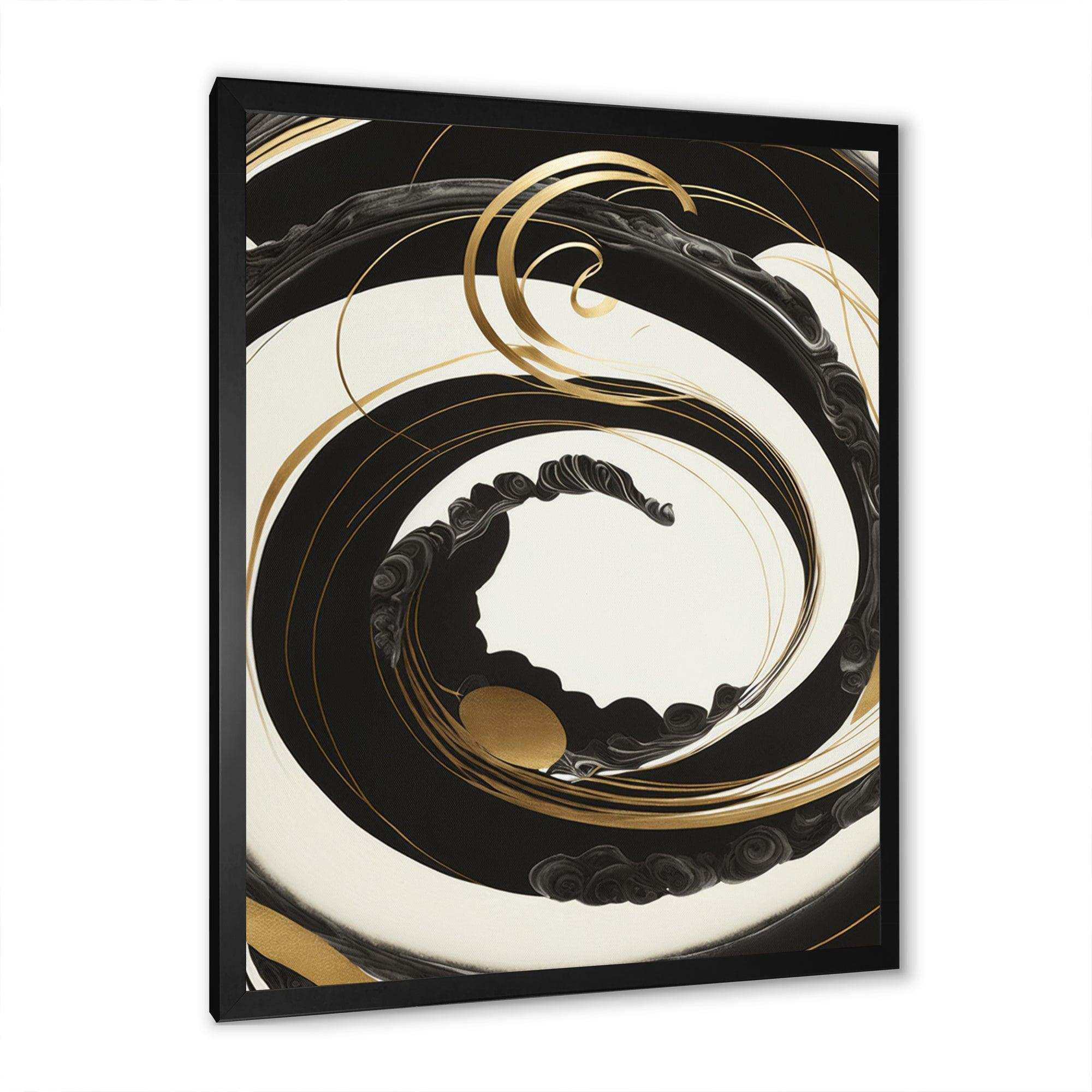 Black, Silver And Gold Blending Swirls VI - Modern Bedroom Wall Art