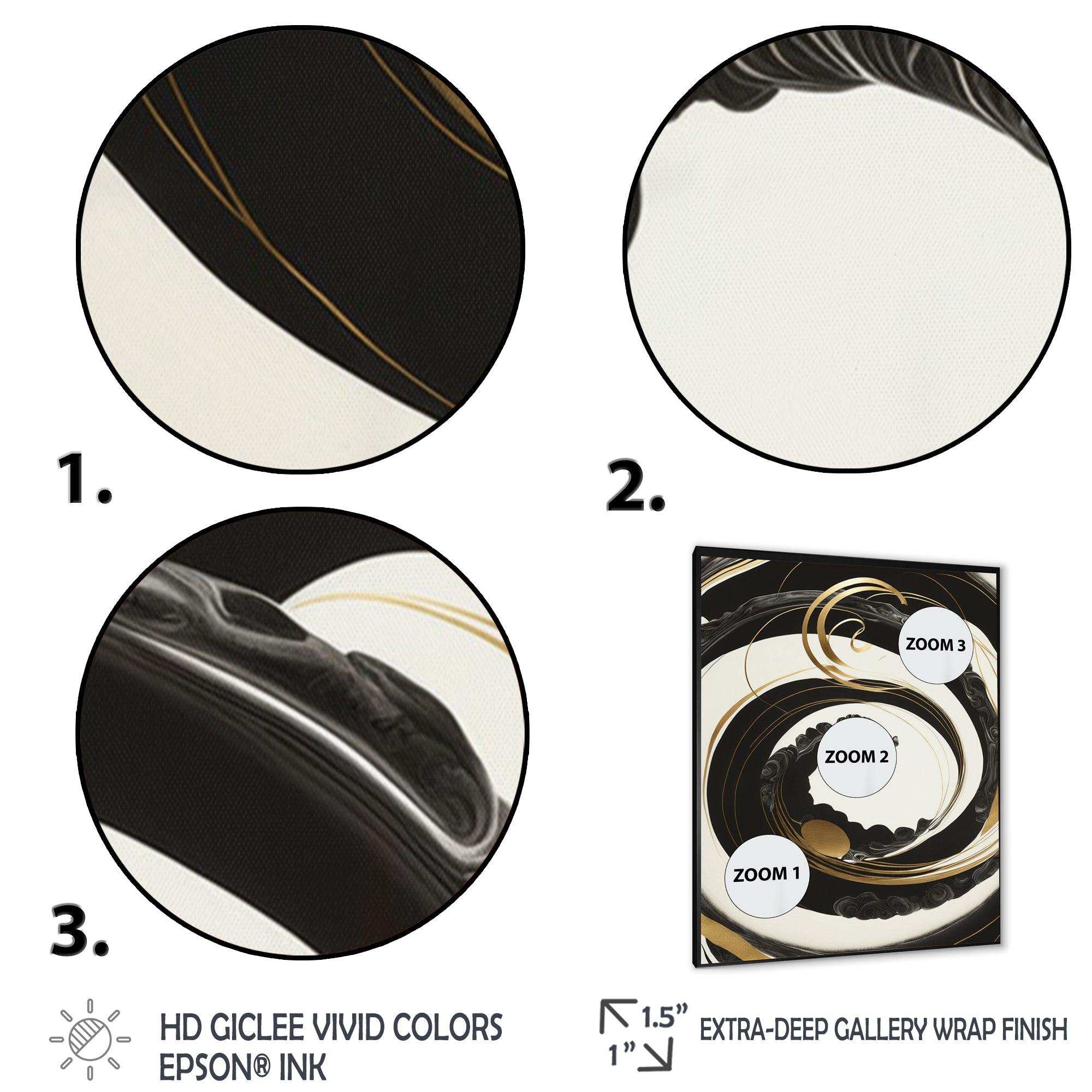 Black, Silver And Gold Blending Swirls VI - Modern Bedroom Wall Art