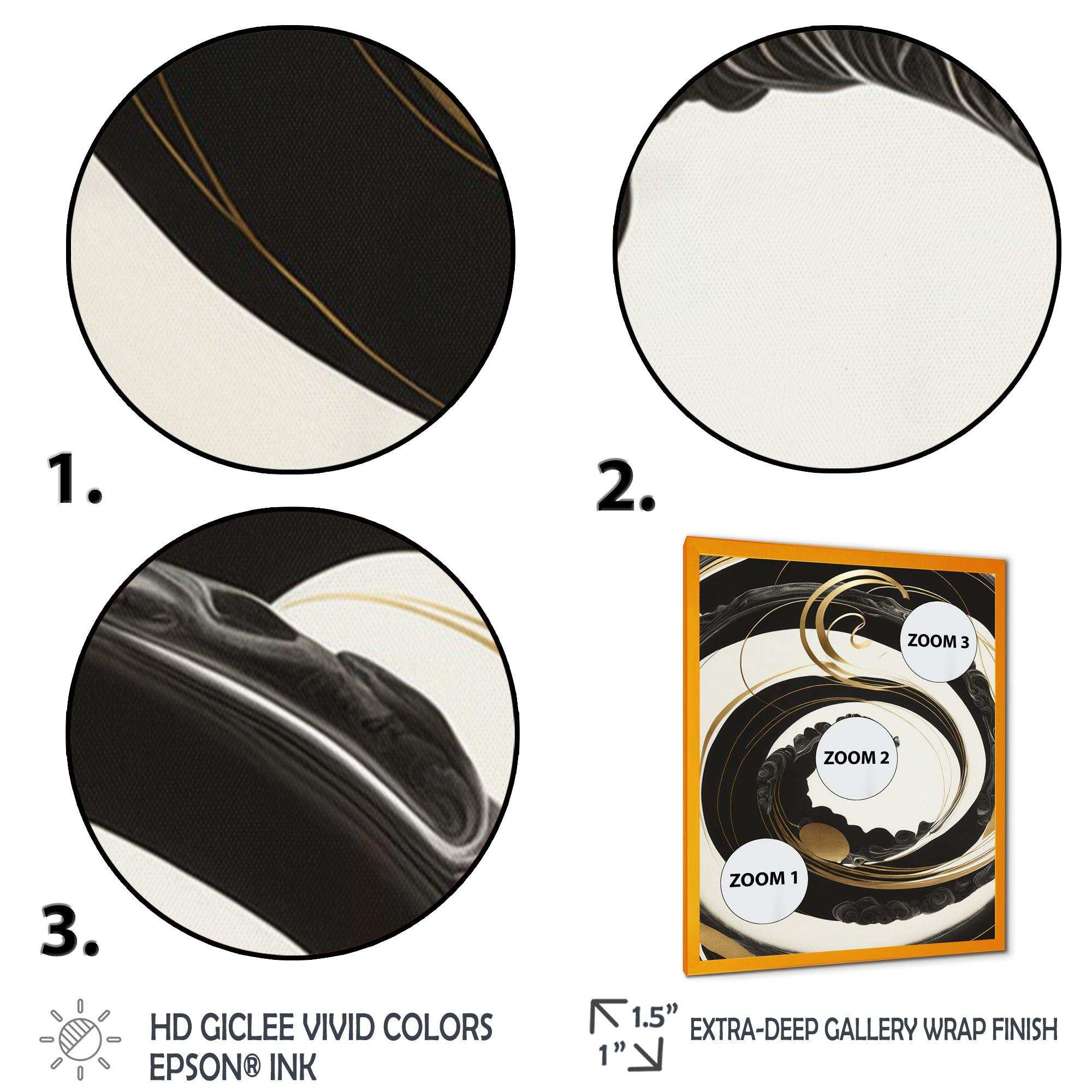 Black, Silver And Gold Blending Swirls VI - Modern Bedroom Wall Art