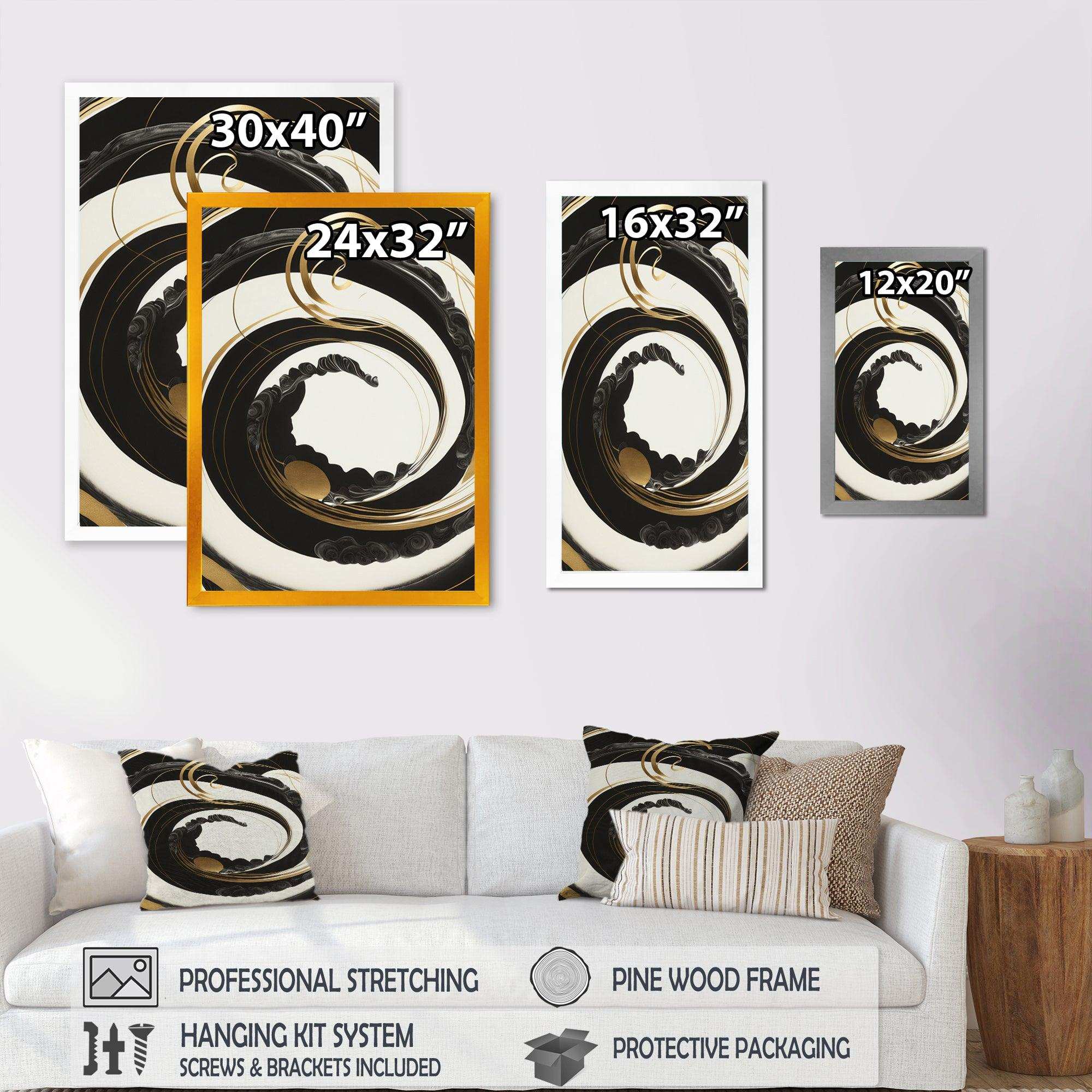 Black, Silver And Gold Blending Swirls VI - Modern Bedroom Wall Art
