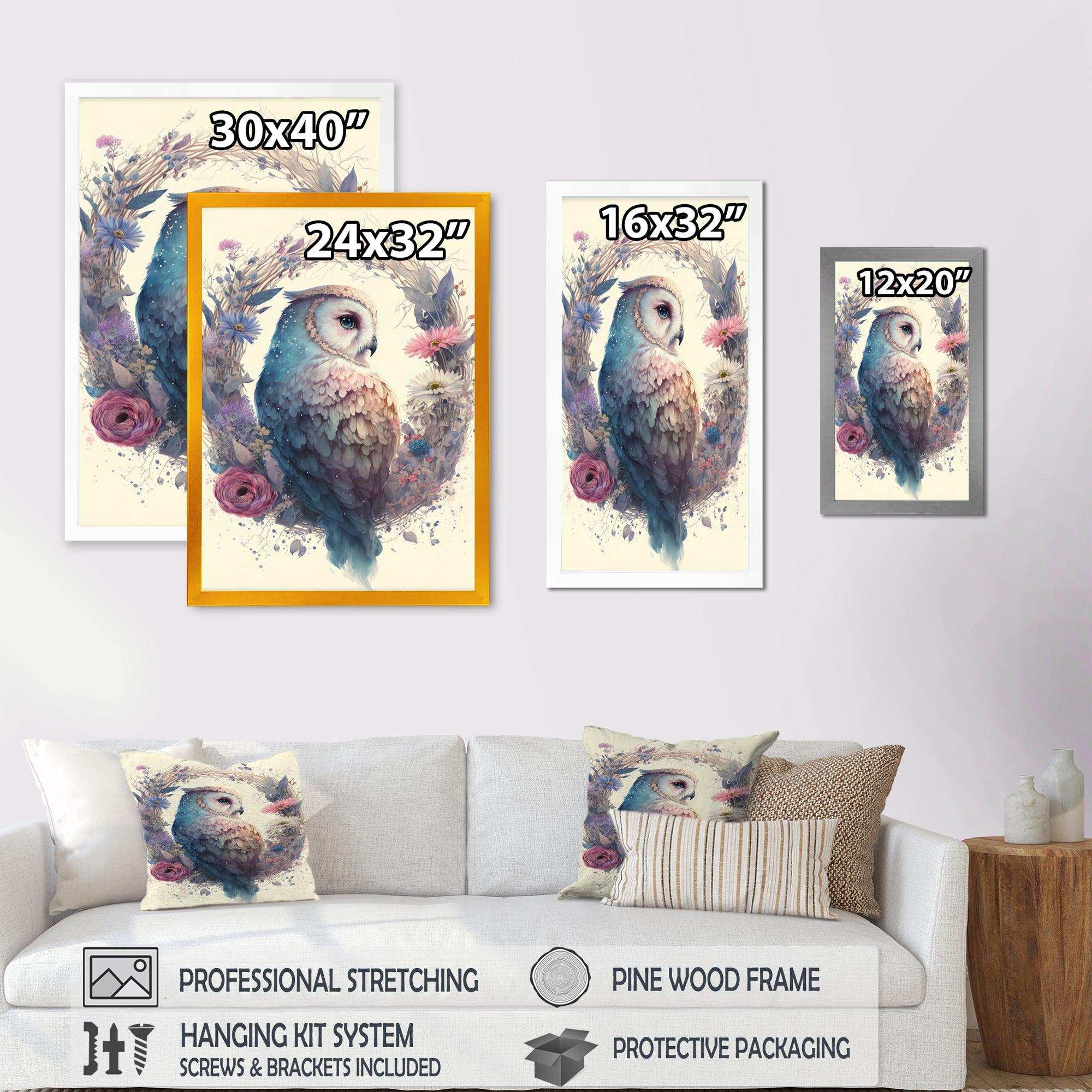 Cute Owls Floral Art III
