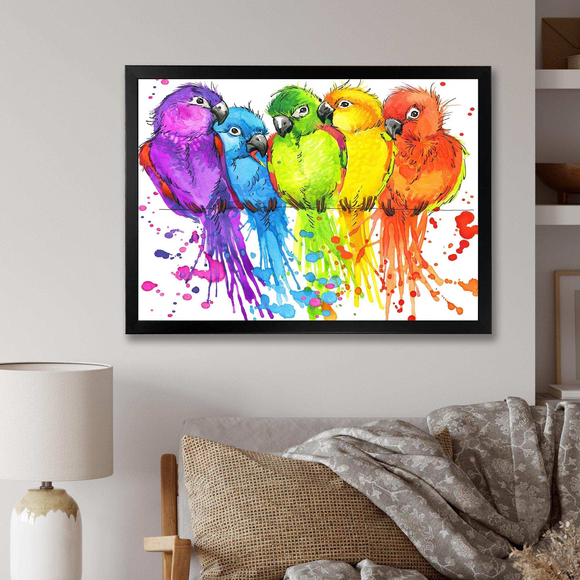 Colorful Parrots - Traditional Living Room Wall Decor