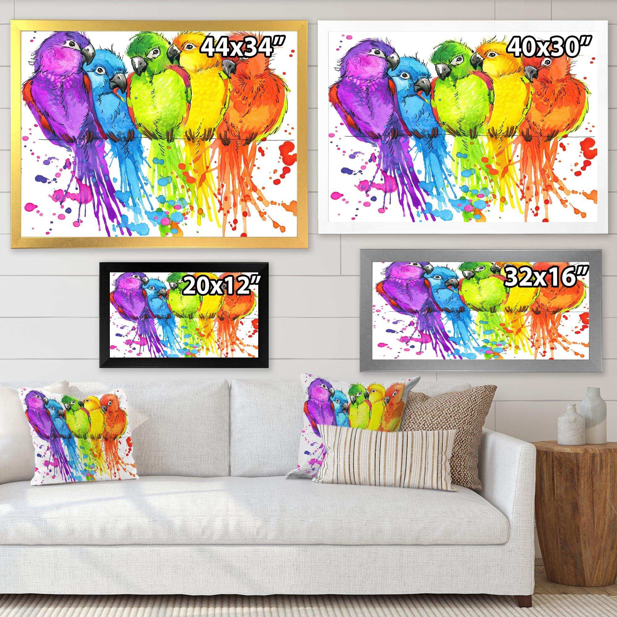 Colorful Parrots - Traditional Living Room Wall Decor