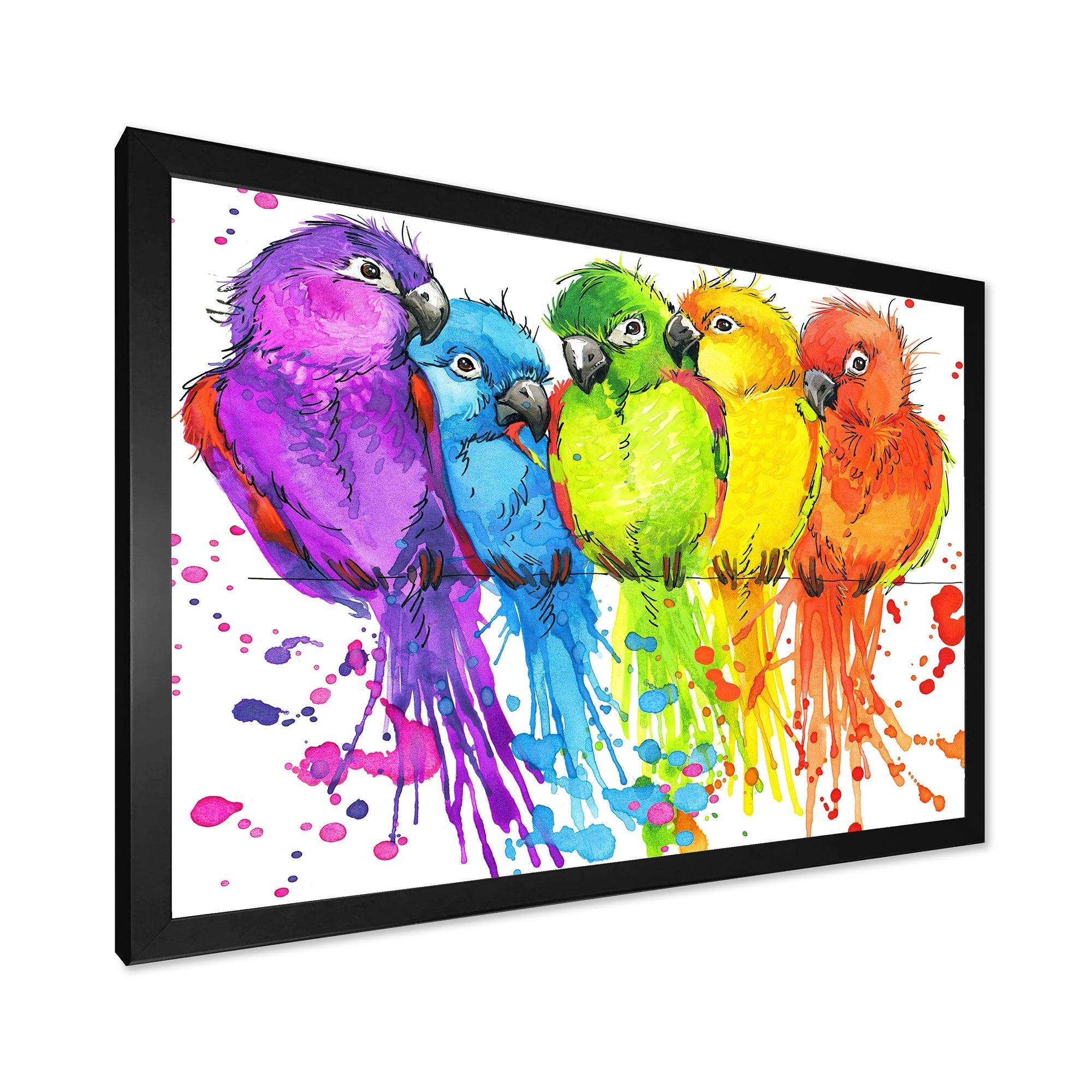 Colorful Parrots - Traditional Living Room Wall Decor