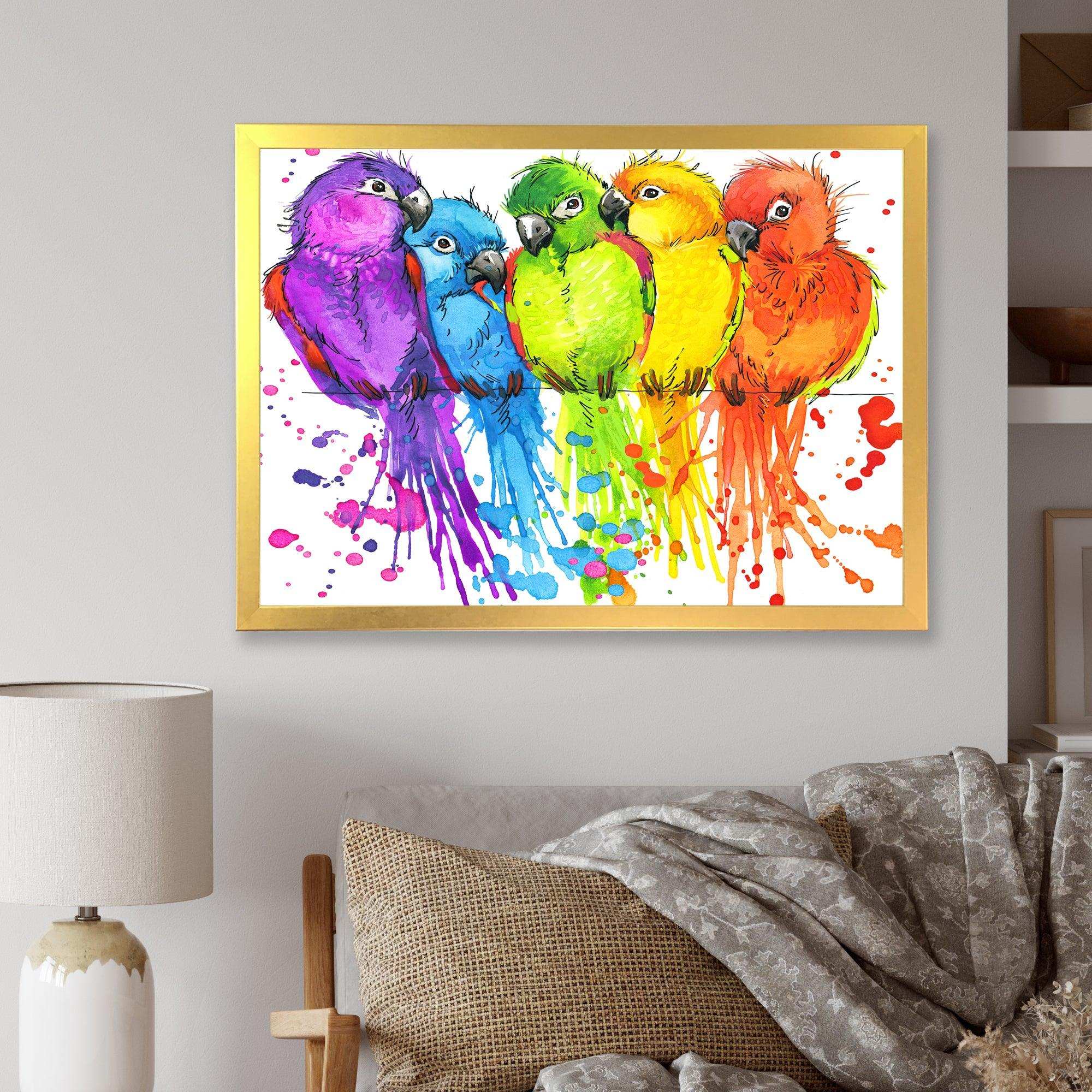 Colorful Parrots - Traditional Living Room Wall Decor