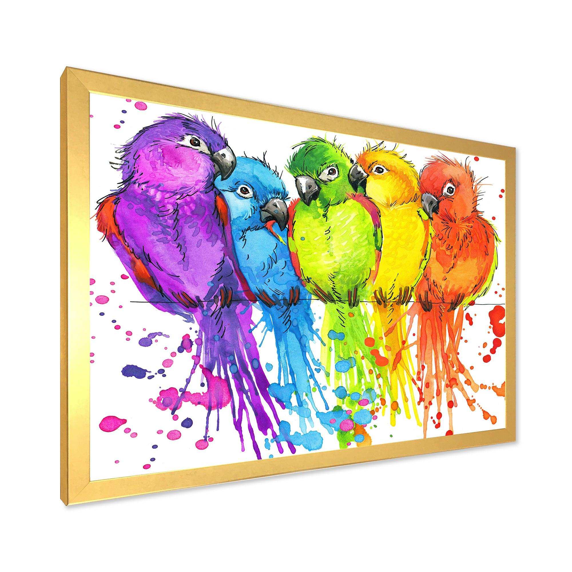 Colorful Parrots - Traditional Living Room Wall Decor