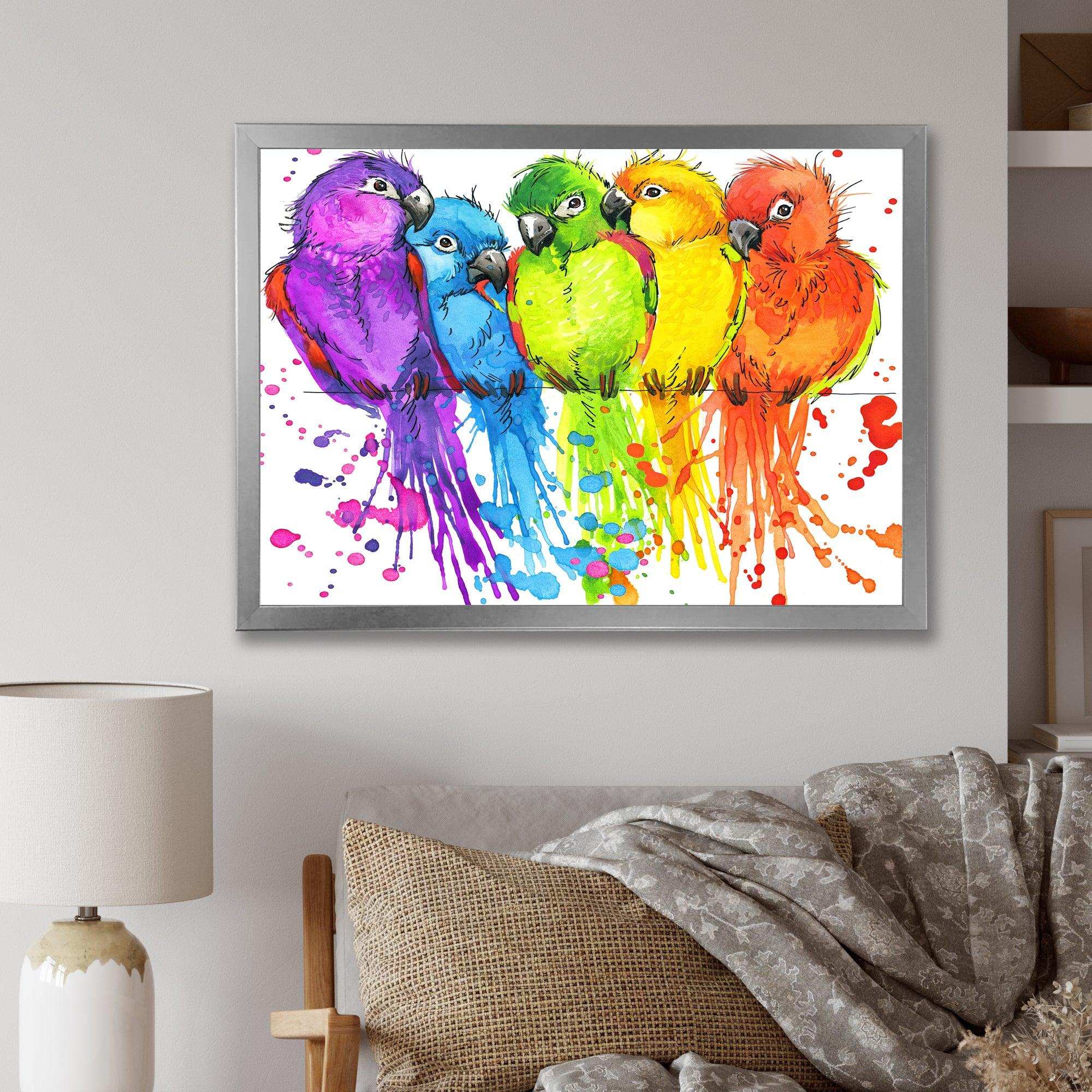 Colorful Parrots - Traditional Living Room Wall Decor
