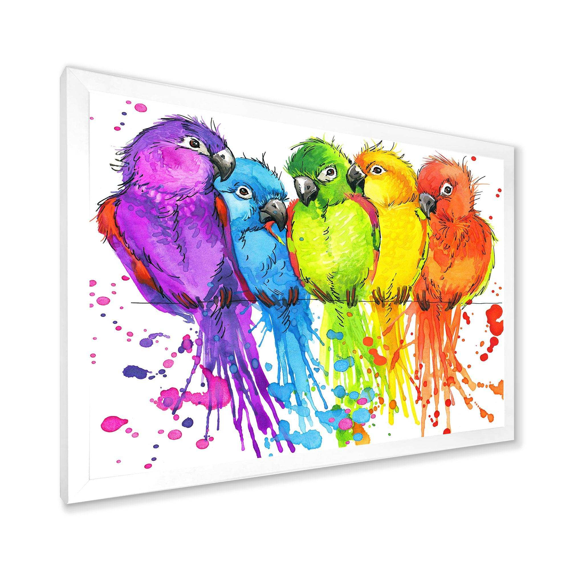 Colorful Parrots - Traditional Living Room Wall Decor