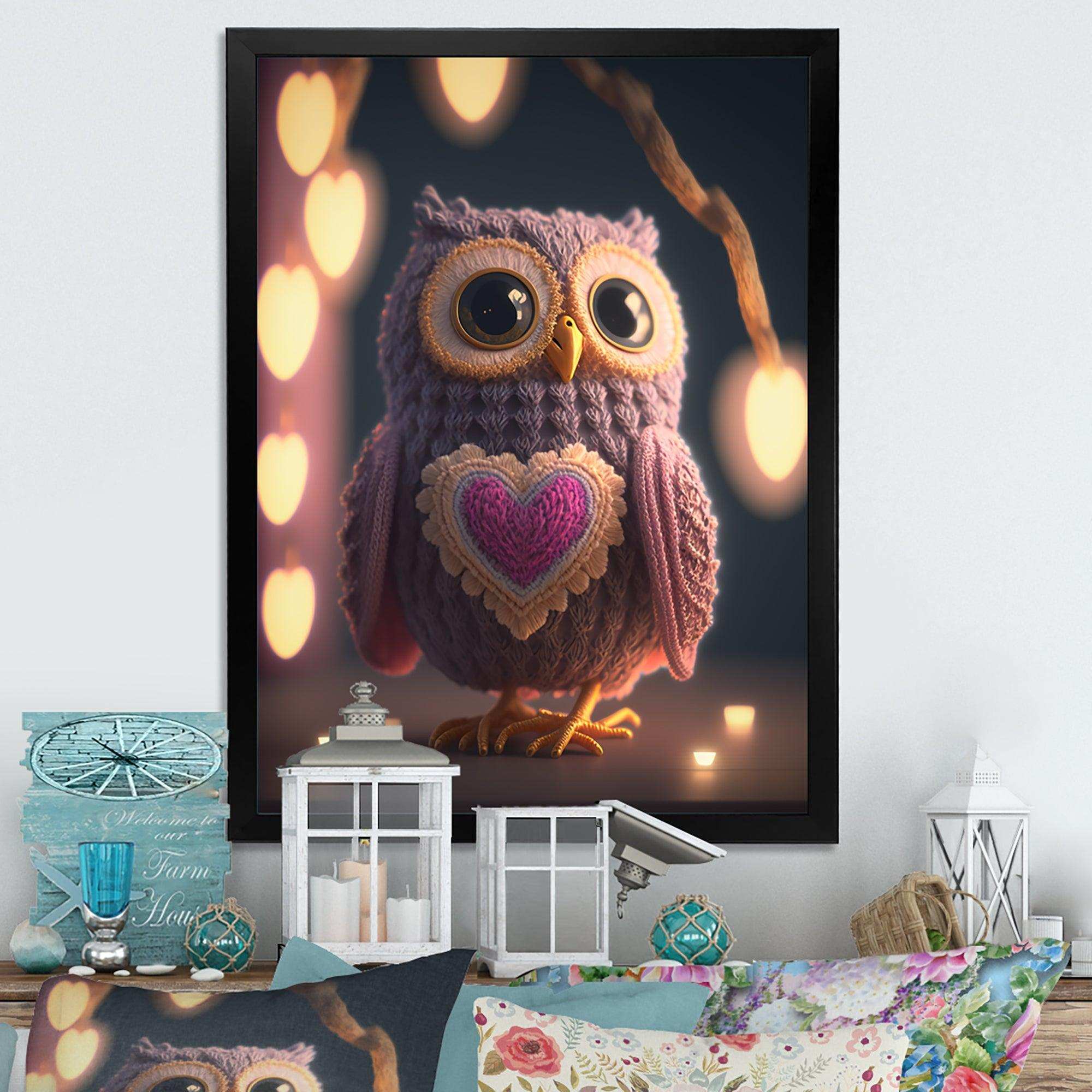 Cute Knitted Valentine Heart Owl I