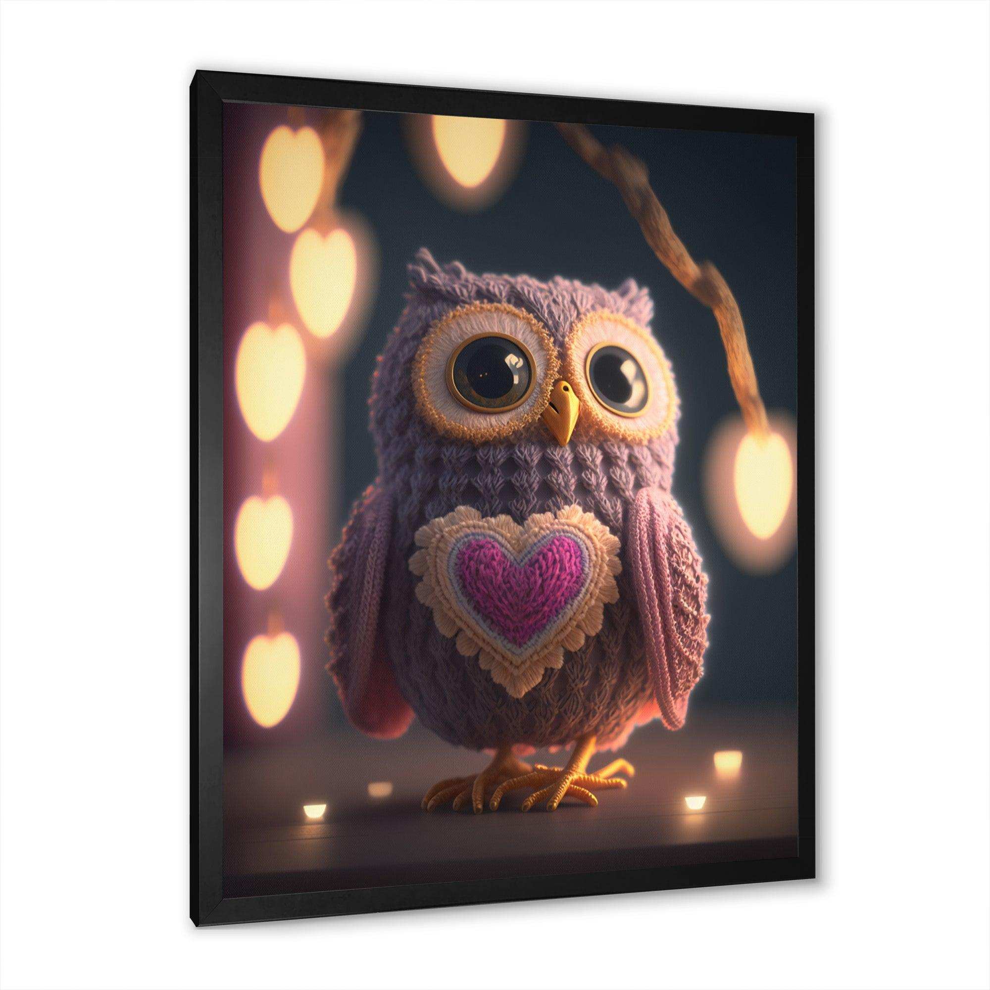 Cute Knitted Valentine Heart Owl I