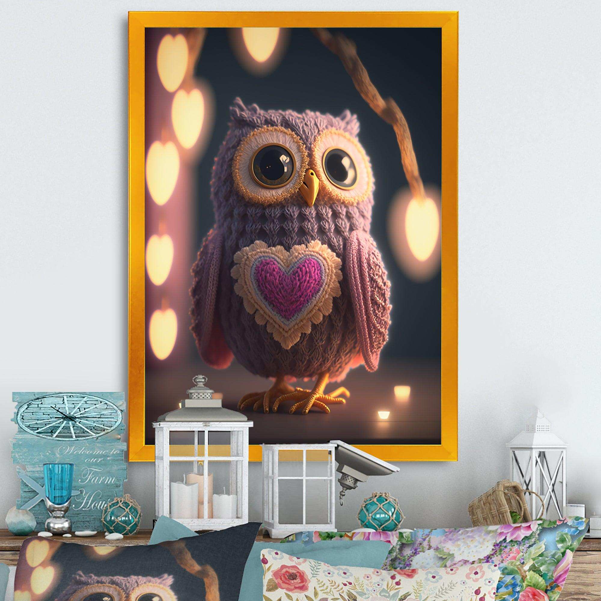 Cute Knitted Valentine Heart Owl I