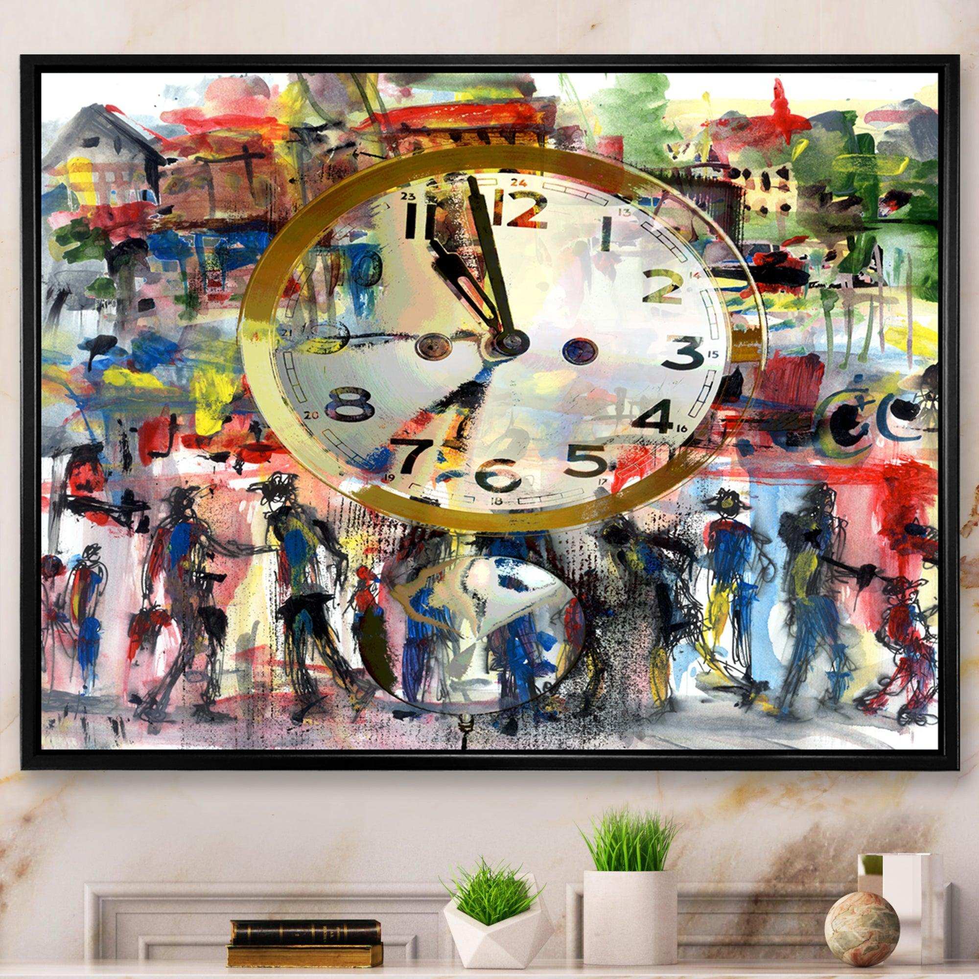People and Time Acrylic Watercolor - Modern Bedroom Wall Art