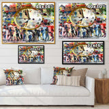 People and Time Acrylic Watercolor - Modern Bedroom Wall Art