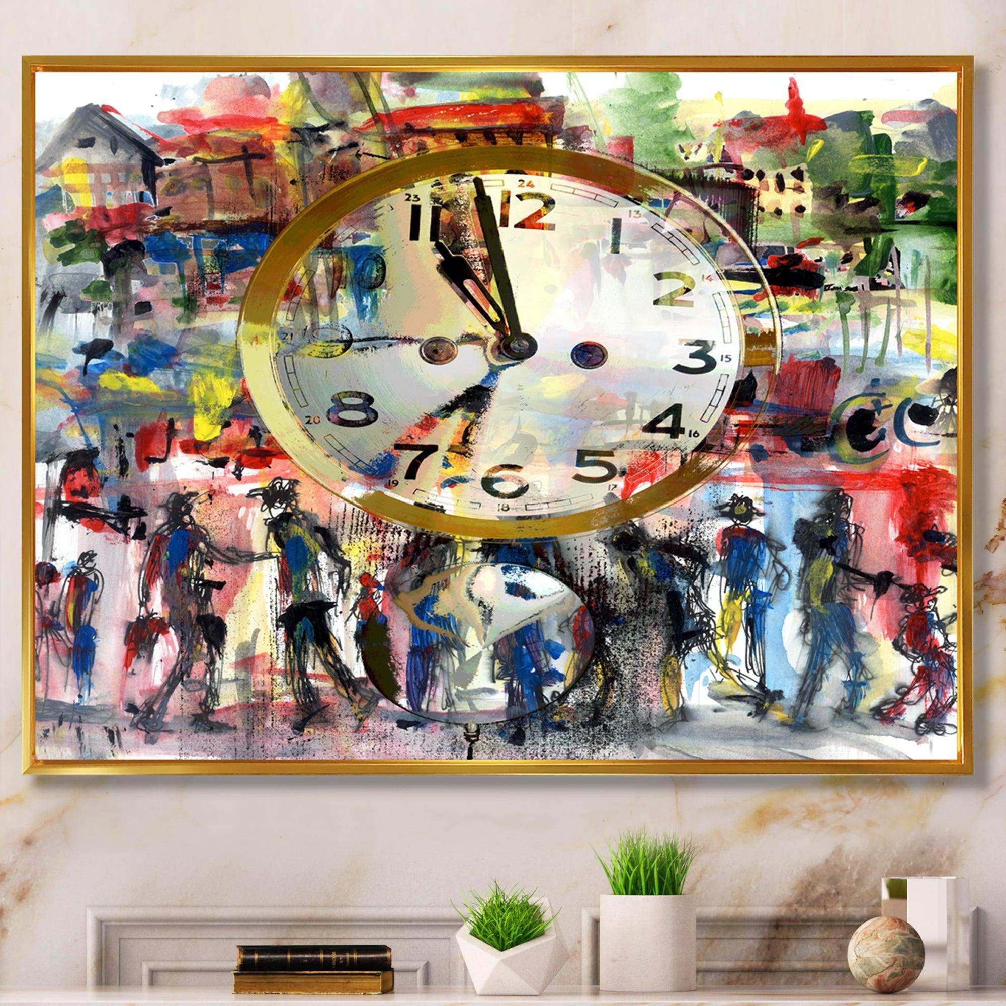 People and Time Acrylic Watercolor - Modern Bedroom Wall Art