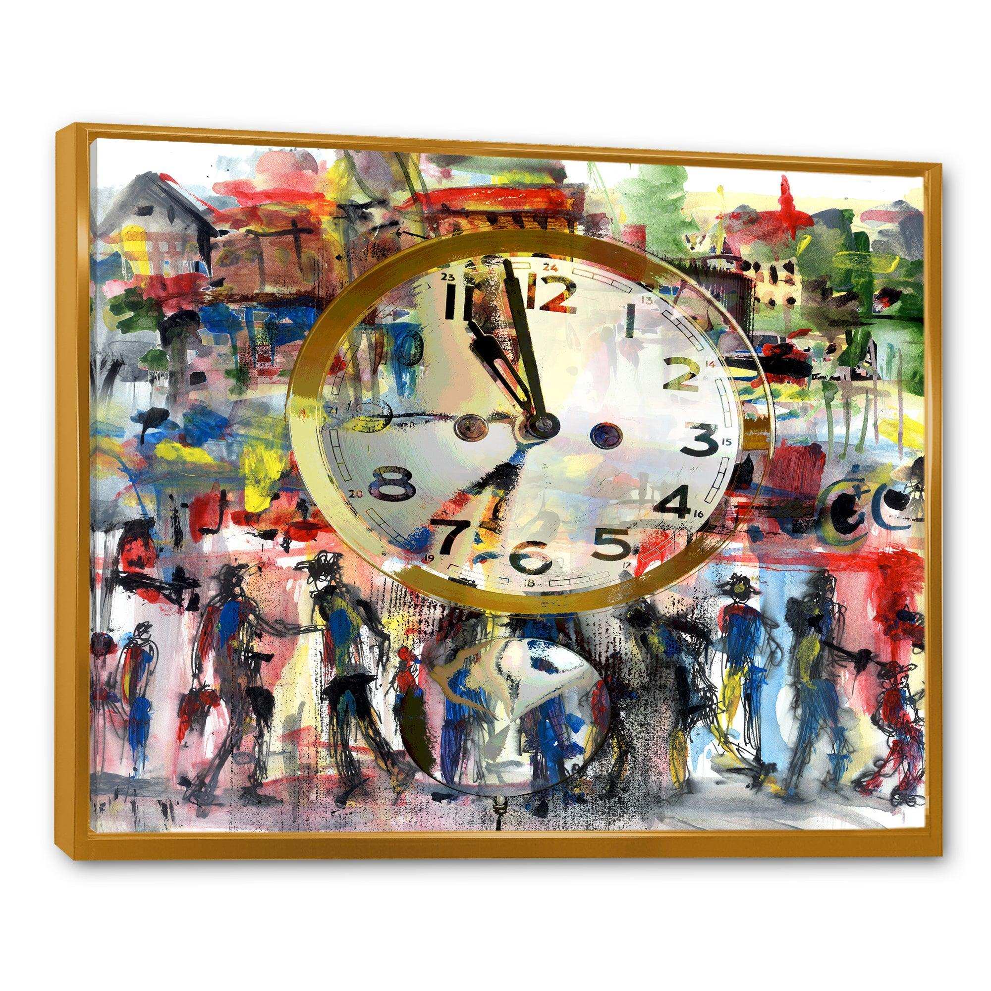 People and Time Acrylic Watercolor - Modern Bedroom Wall Art
