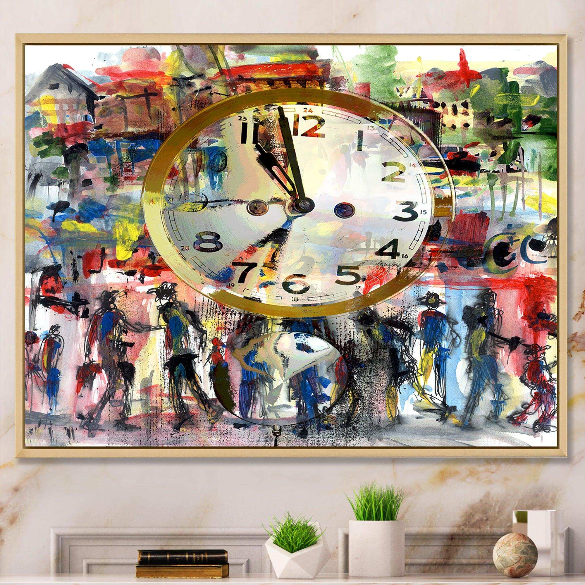 People and Time Acrylic Watercolor - Modern Bedroom Wall Art
