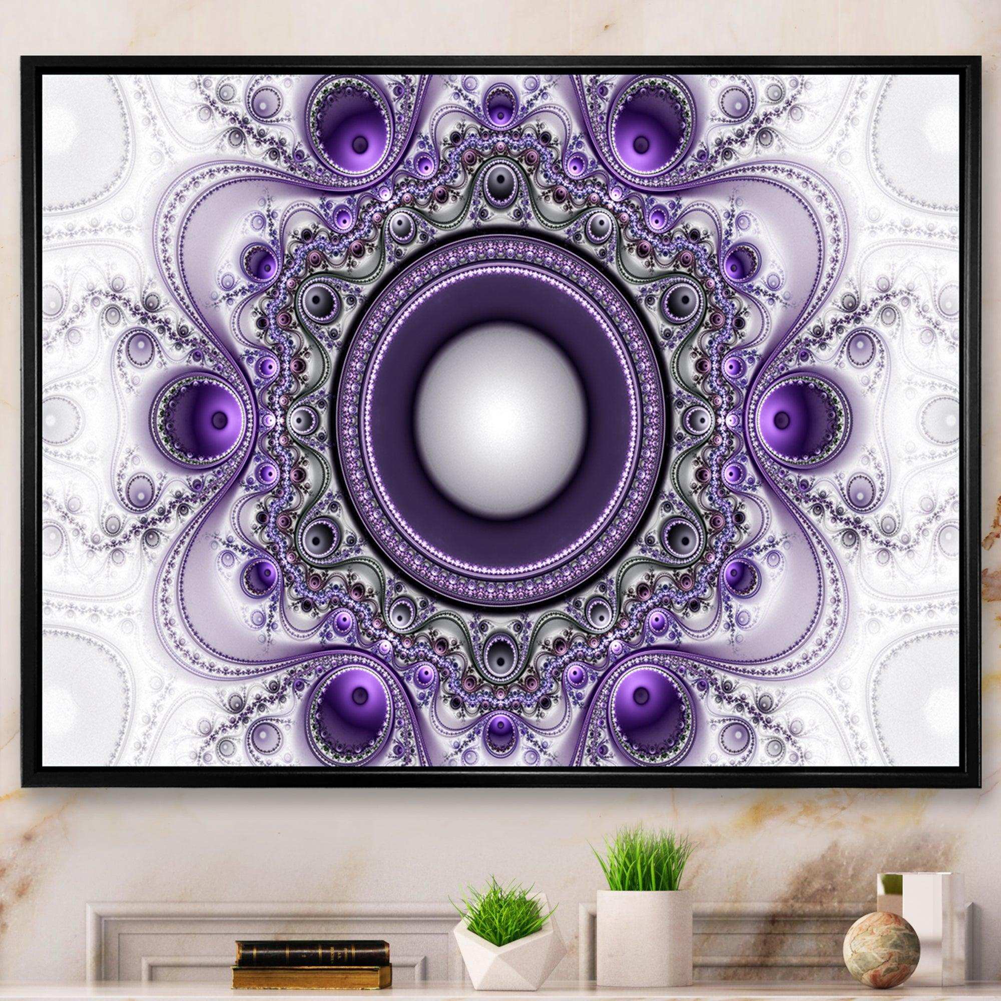 Purple Fractal Pattern with Circles - Modern Wall Art Prints