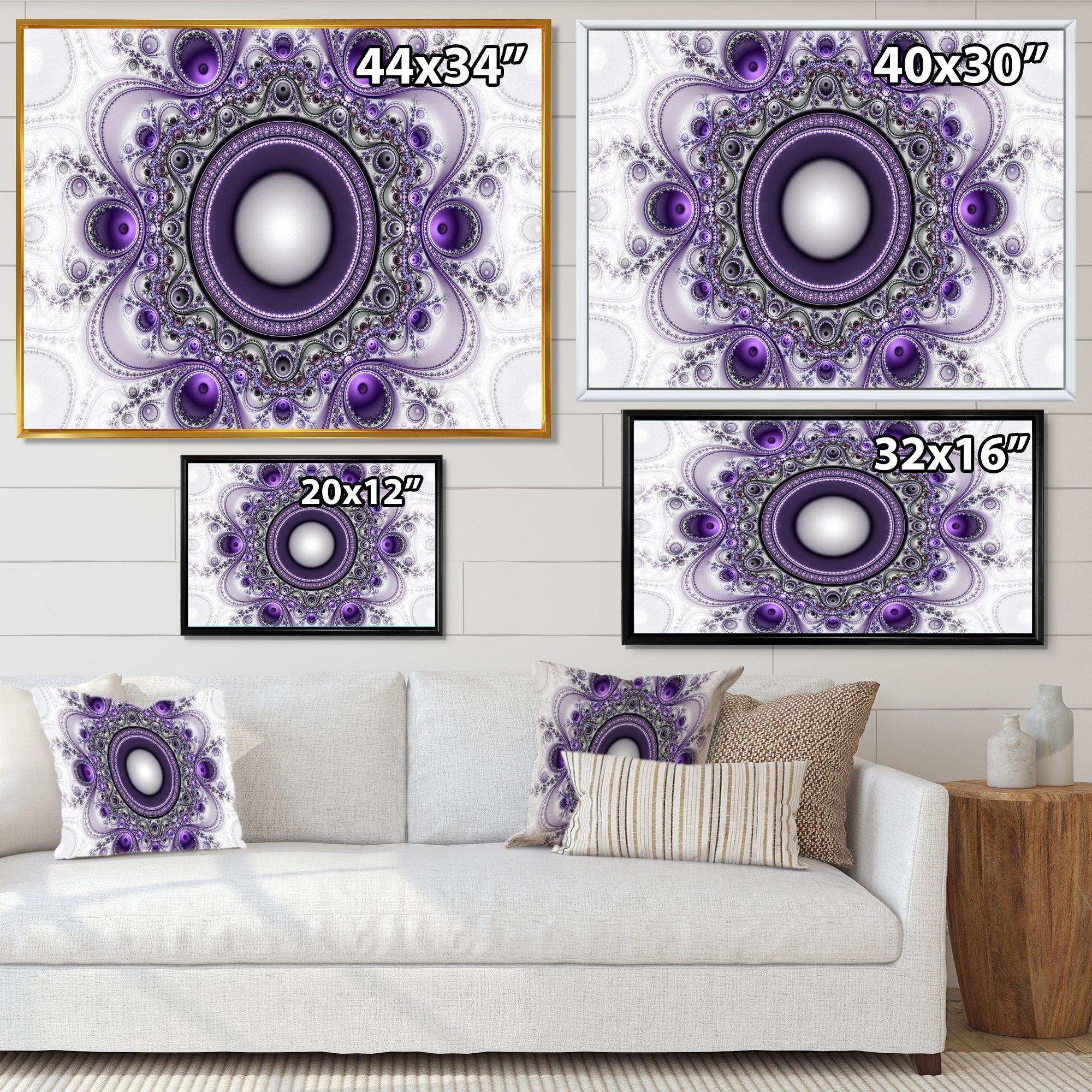 Purple Fractal Pattern with Circles - Modern Wall Art Prints