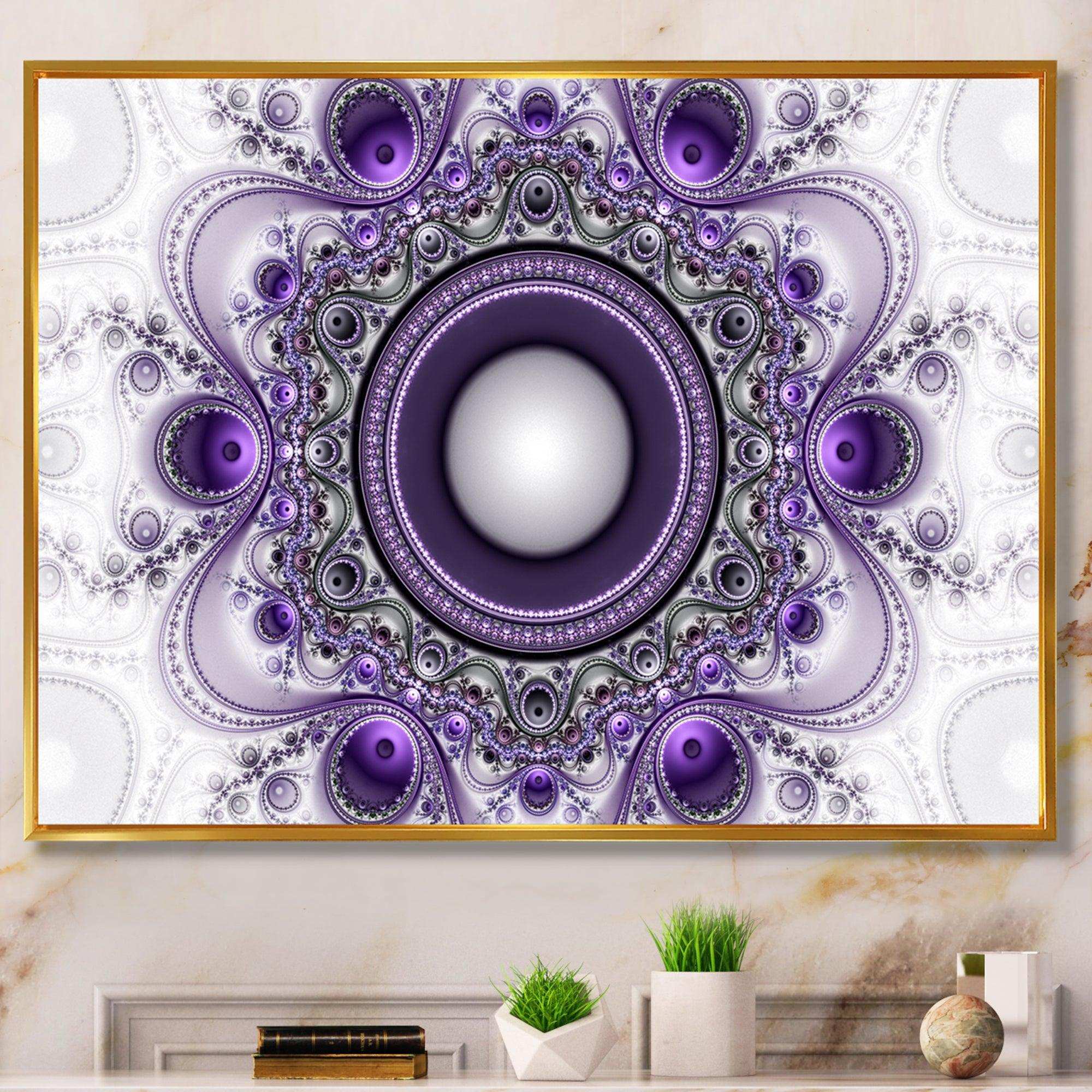 Purple Fractal Pattern with Circles - Modern Wall Art Prints