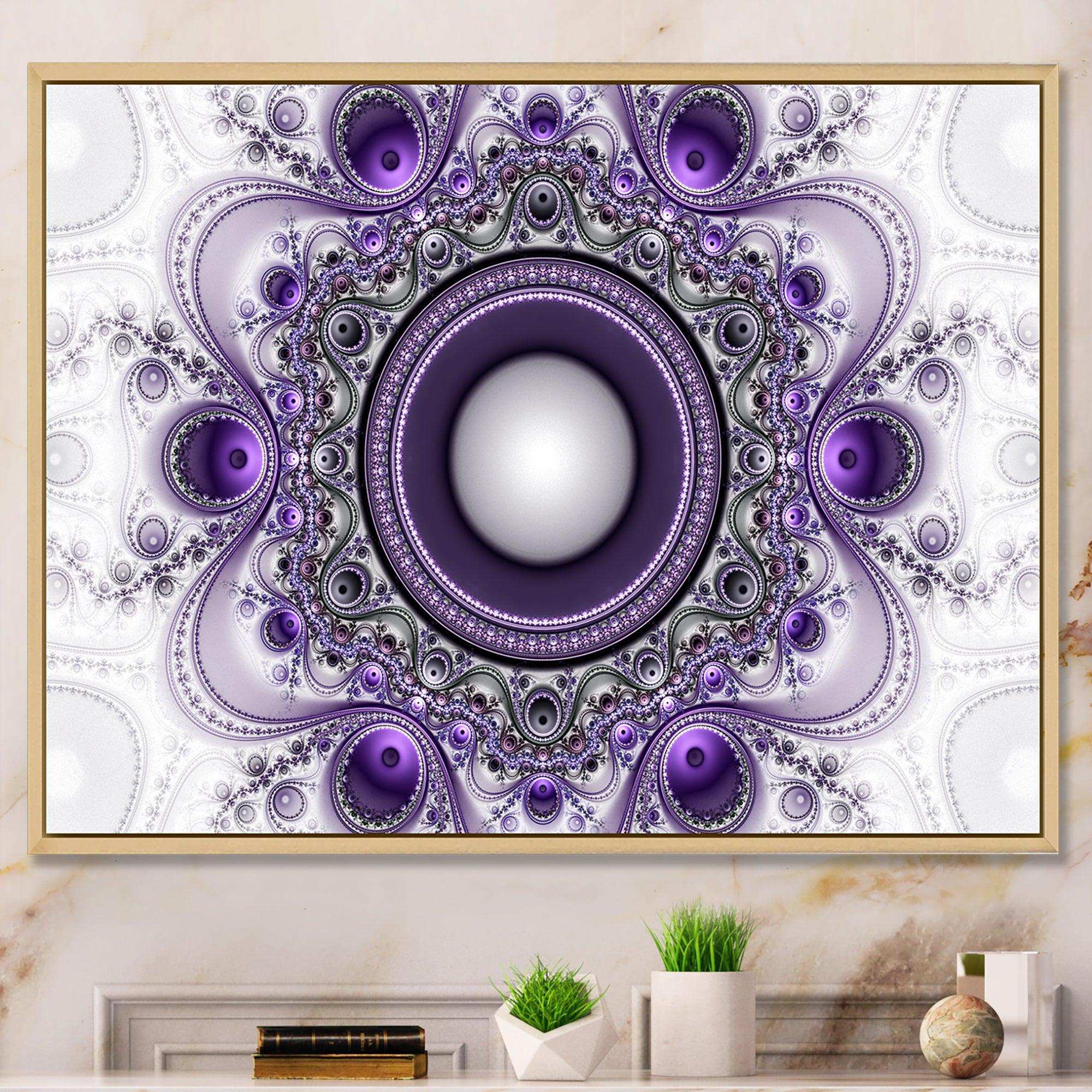 Purple Fractal Pattern with Circles - Modern Wall Art Prints