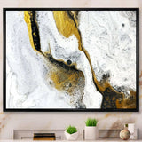 Gold and Black on White Acrylic Marble - Modern Living Room Wall Decor