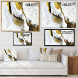 Gold and Black on White Acrylic Marble - Modern Living Room Wall Decor