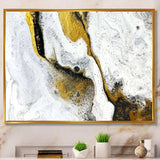 Gold and Black on White Acrylic Marble - Modern Living Room Wall Decor