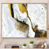 Gold and Black on White Acrylic Marble - Modern Living Room Wall Decor