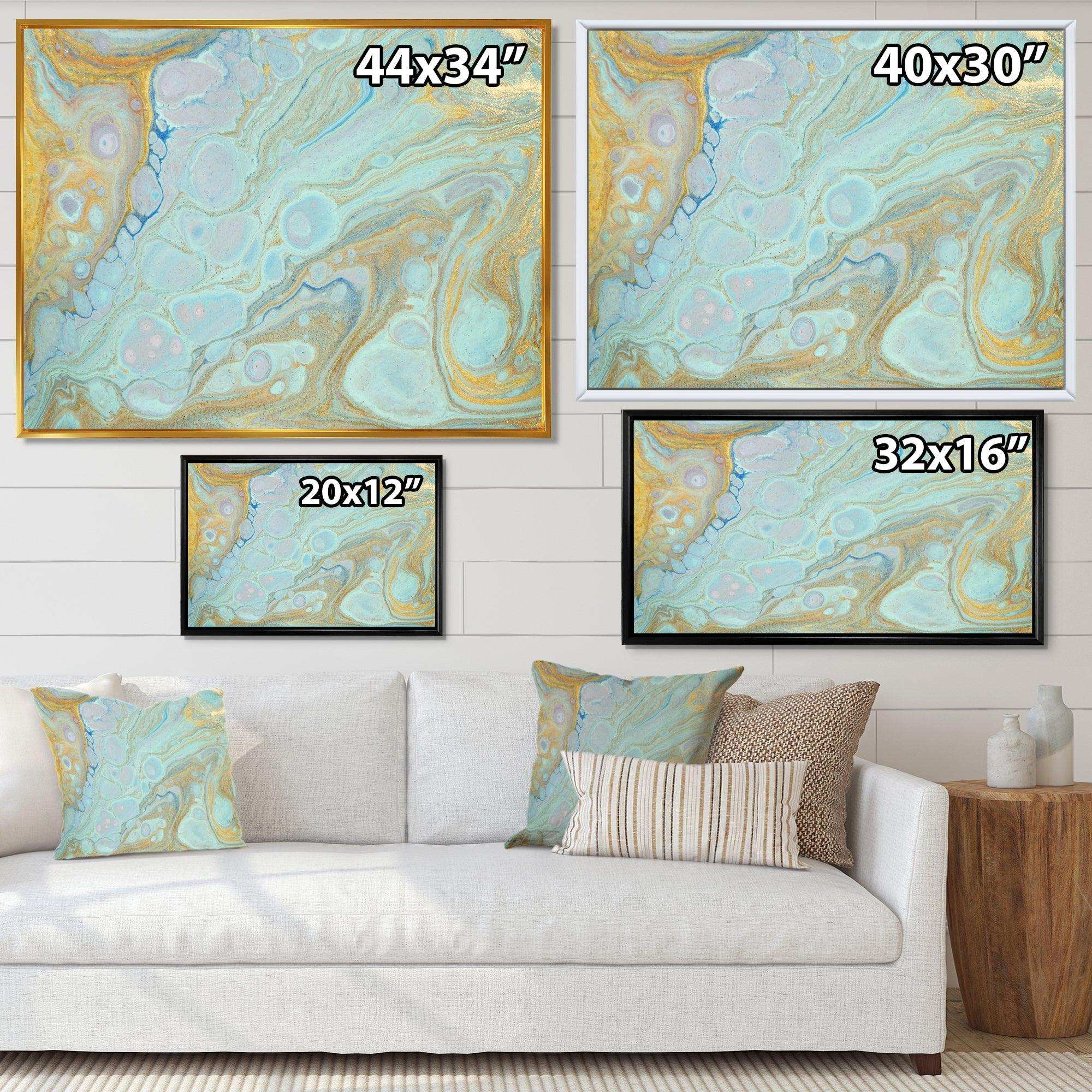 Blue and Gold Marble Agate Ripples II - Wall Art Prints