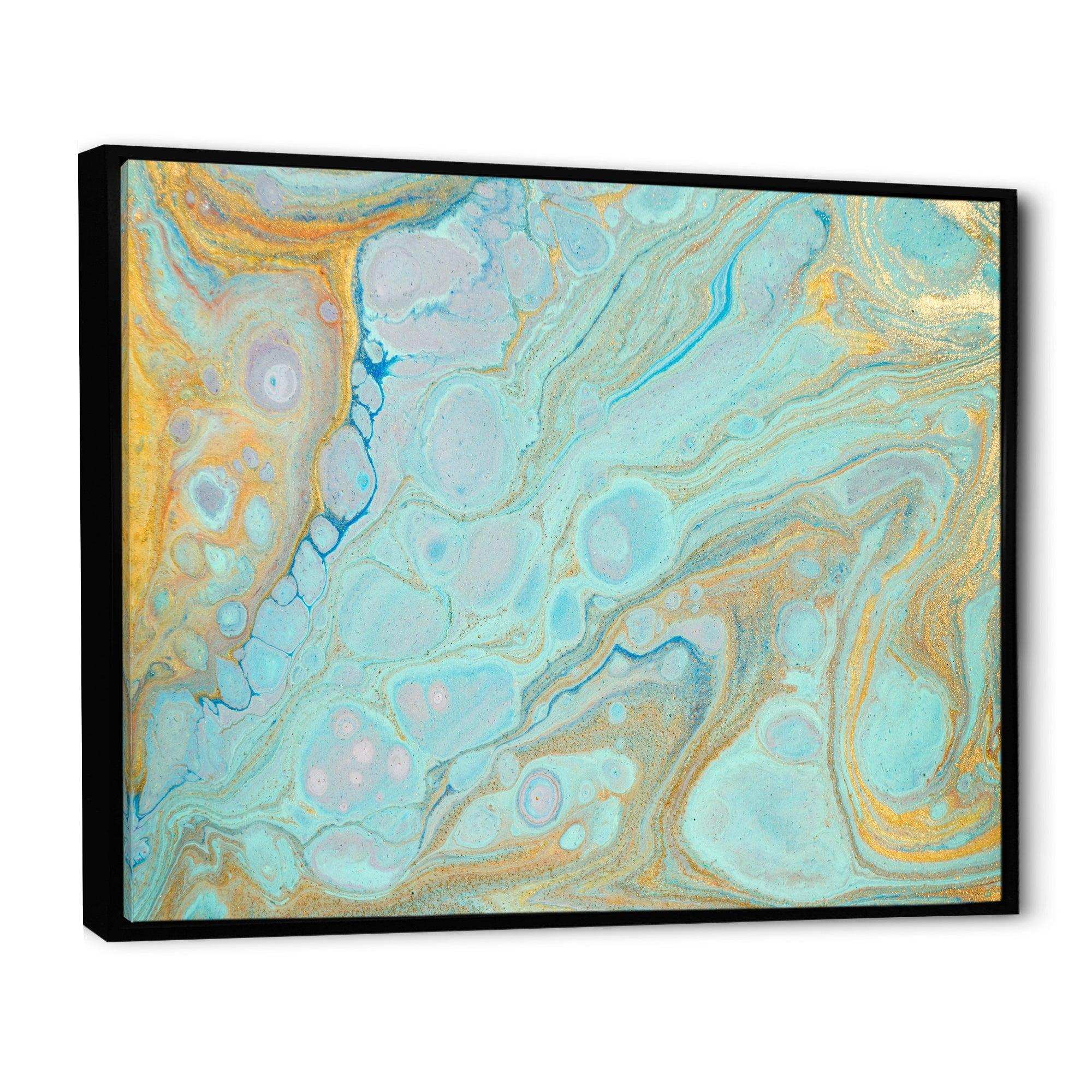 Blue and Gold Marble Agate Ripples II - Wall Art Prints