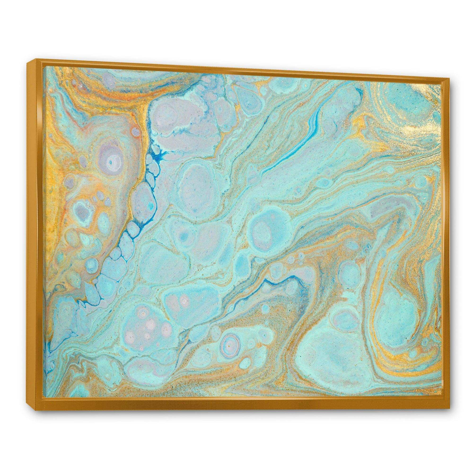 Blue and Gold Marble Agate Ripples II - Wall Art Prints