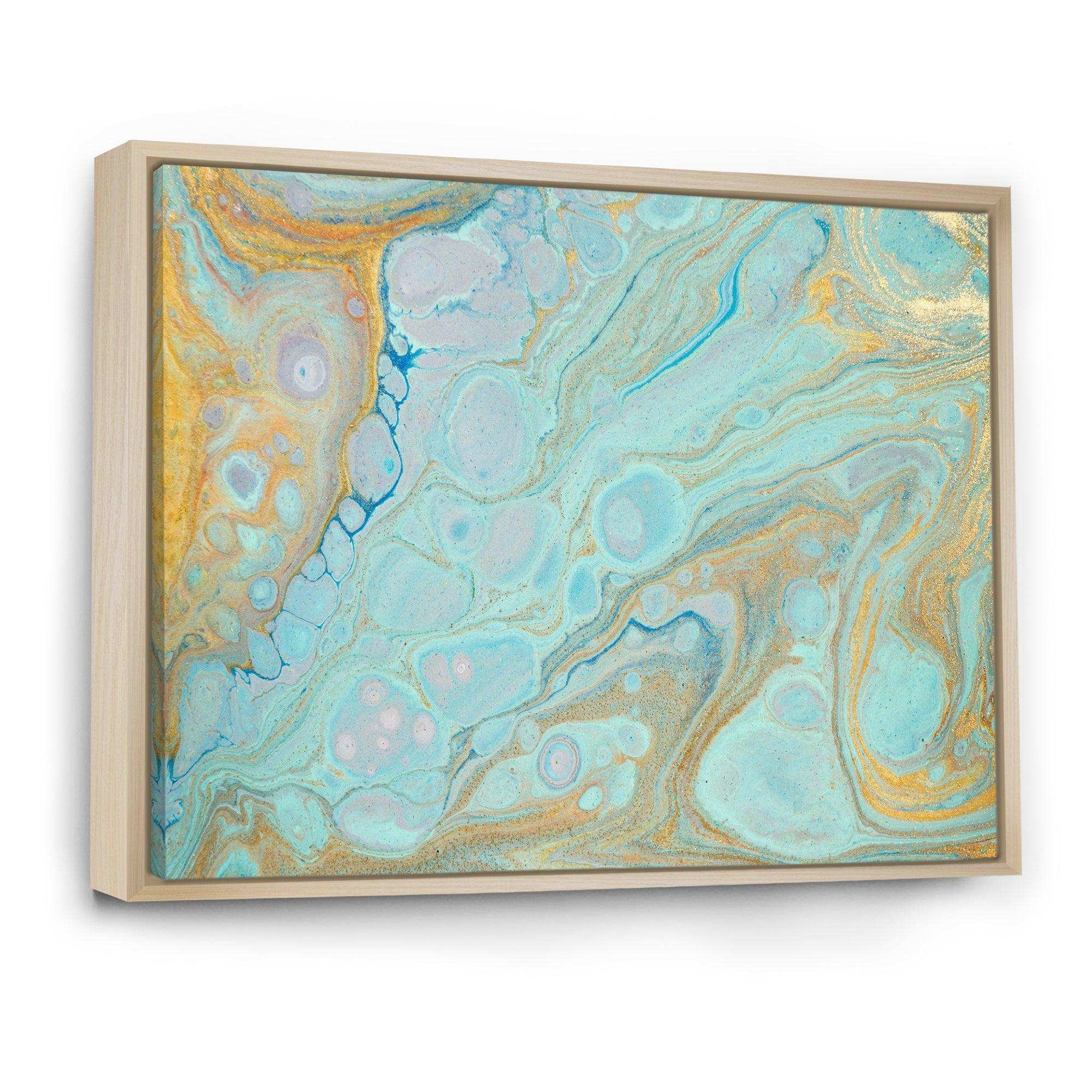 Blue and Gold Marble Agate Ripples II - Wall Art Prints