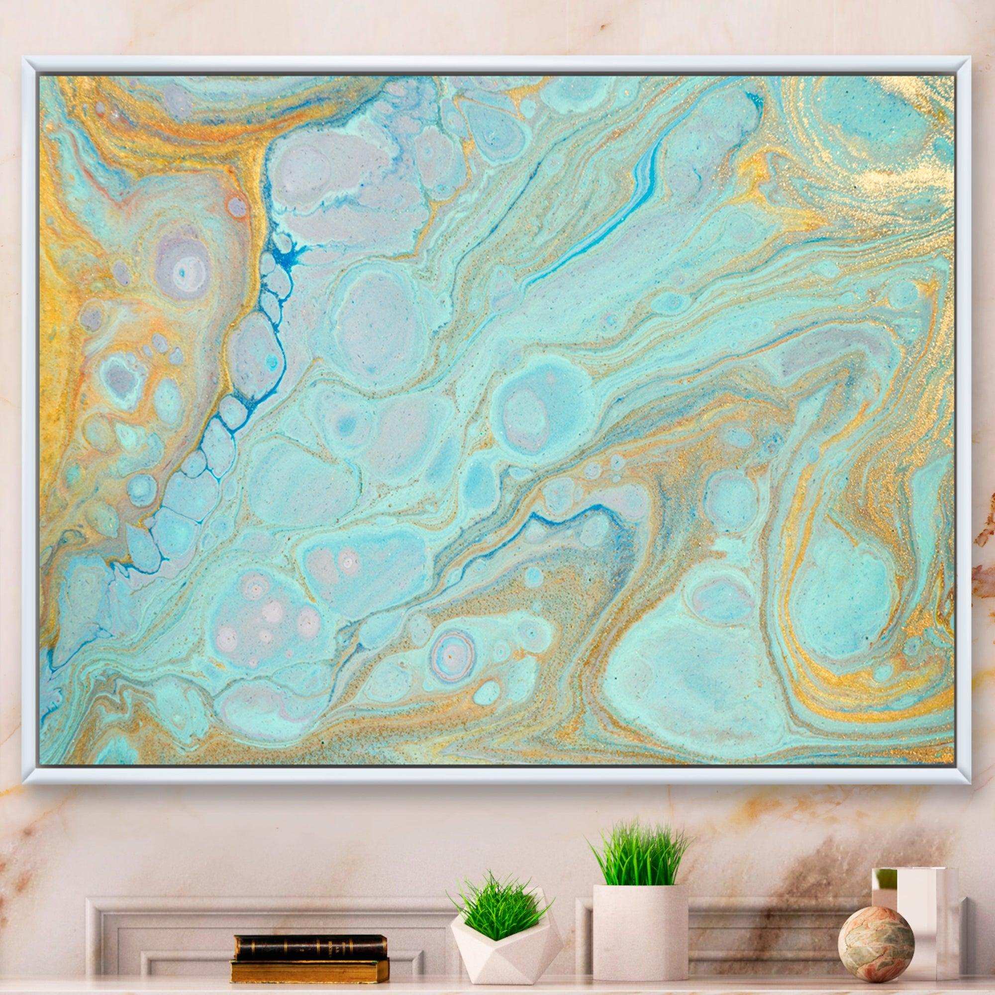 Blue and Gold Marble Agate Ripples II - Wall Art Prints