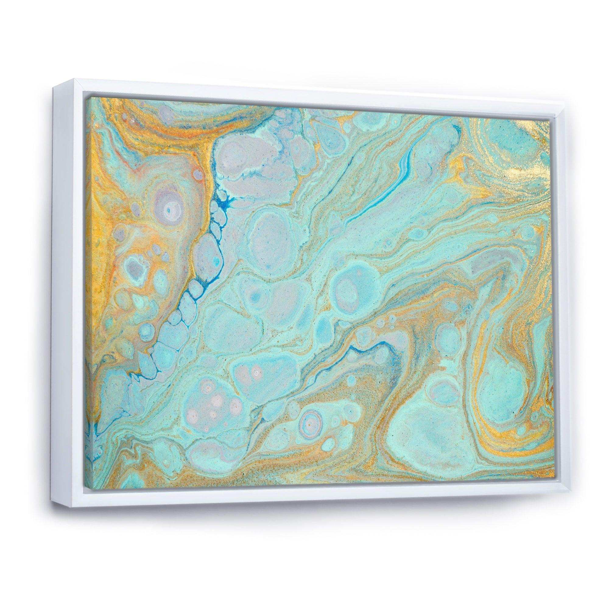 Blue and Gold Marble Agate Ripples II - Wall Art Prints