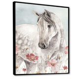 watercolors Pink Wild Horses II - Traditional Living Room Wall Decor