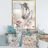 watercolors Pink Wild Horses II - Traditional Living Room Wall Decor
