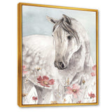 watercolors Pink Wild Horses II - Traditional Living Room Wall Decor