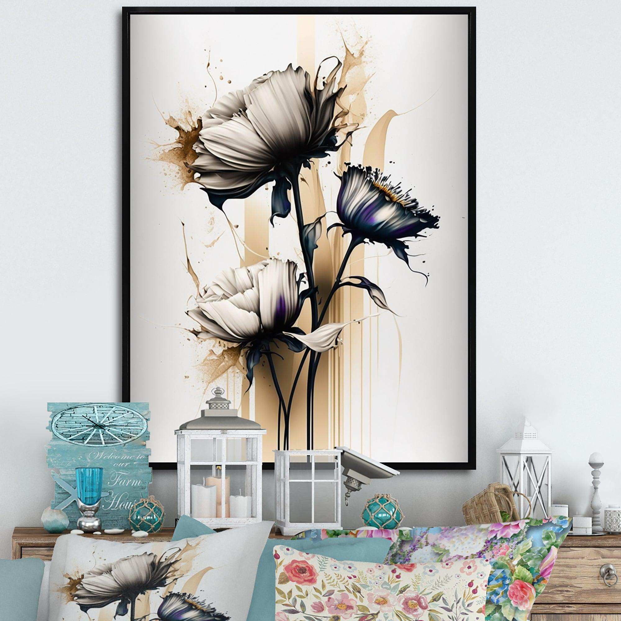 White Gerbera Flower On Golden Beige Paint II