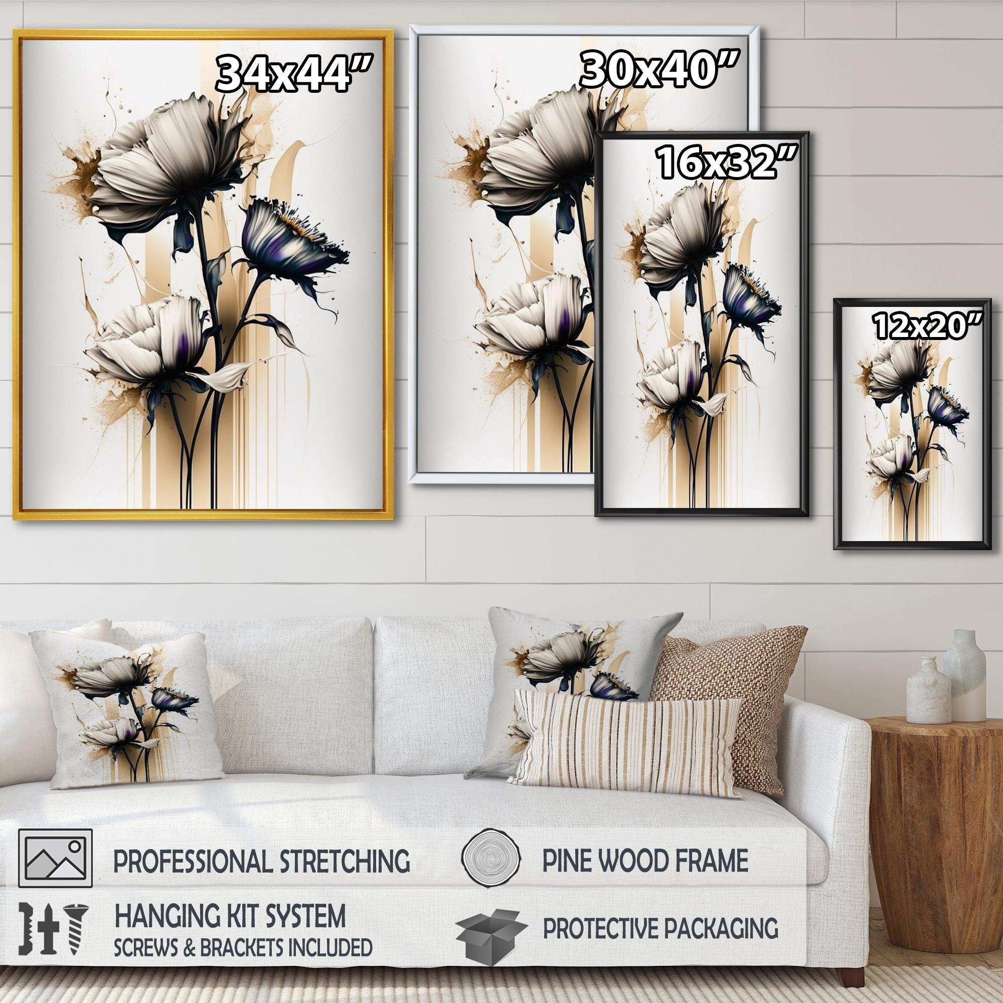 White Gerbera Flower On Golden Beige Paint II