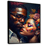 Loving Couple Kissing Floral Design III